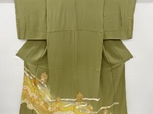 リサイクル　金彩熨斗に棗模様刺繍一つ紋色留袖